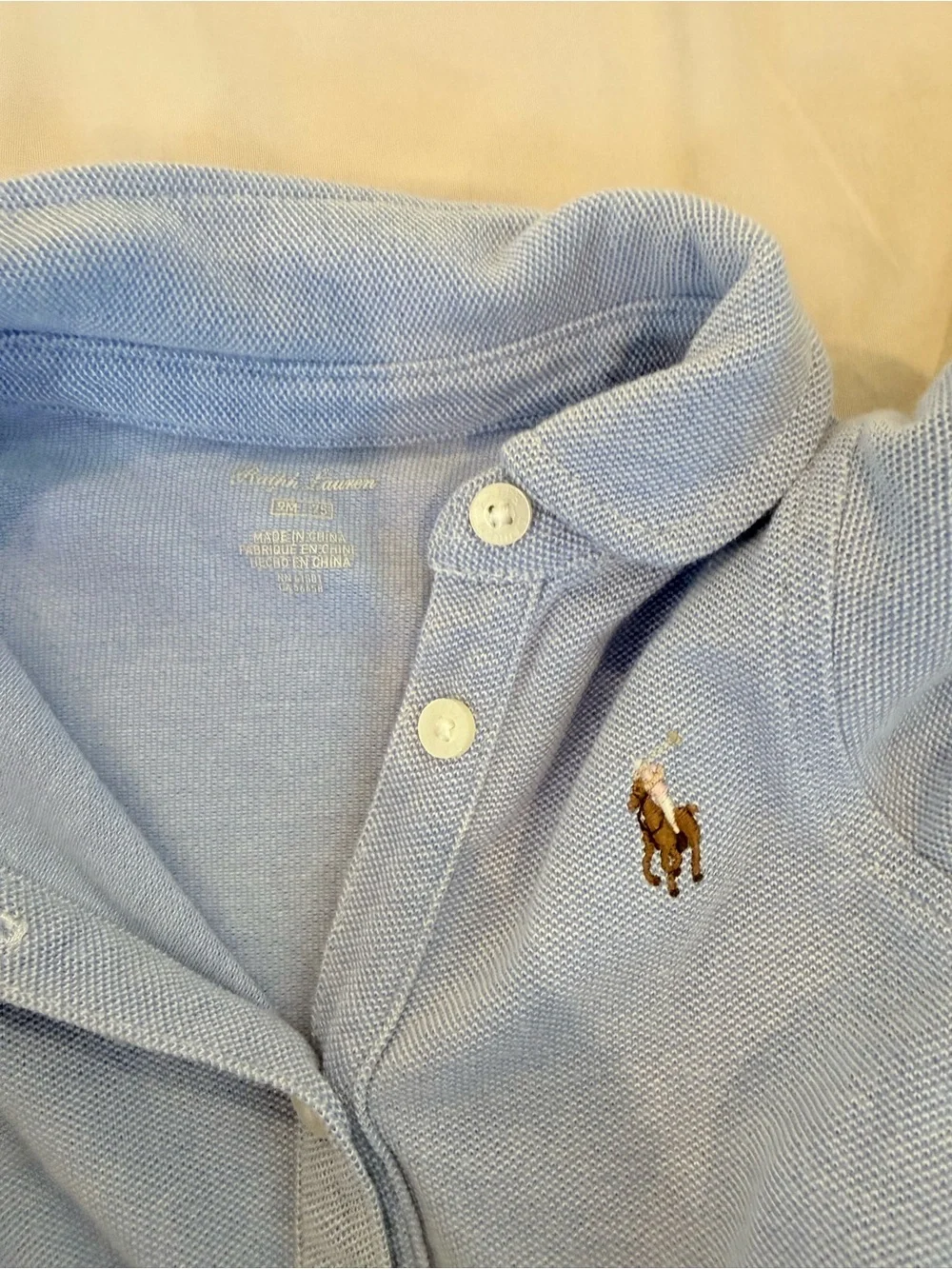 Ralph Lauren Baby Blue Polo Shirt Dress with Embroidered Pony